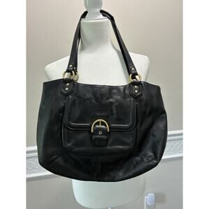 COACH Campbell Carryall Large Black Leather Shoulder Bag
